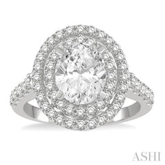 Oval Shape Semi-Mount Halo Diamond Engagement Ring