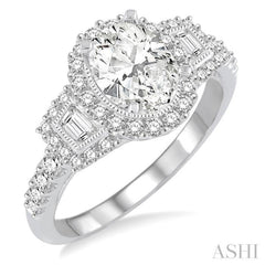 Oval Shape Semi-Mount Halo Diamond Engagement Ring