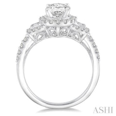 Oval Shape Semi-Mount Halo Diamond Engagement Ring