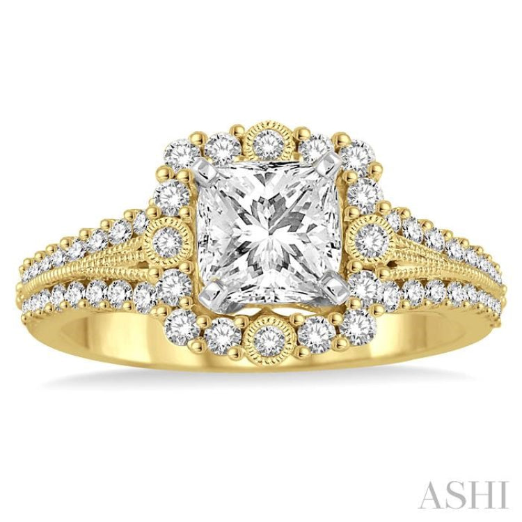 Princess Shape Halo Diamond Engagement Ring