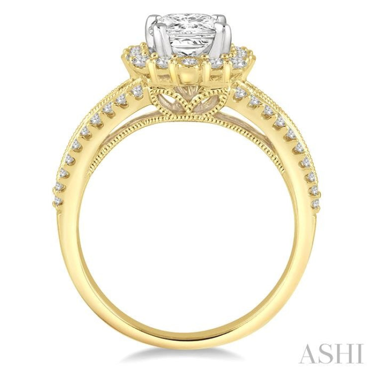 Princess Shape Halo Diamond Engagement Ring