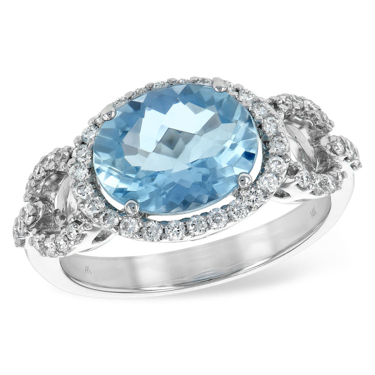 14KT Gold Ladies Aqua Fashion Ring