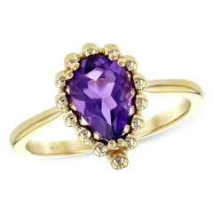 14KT Gold Ladies Amethyst Fashion Ring