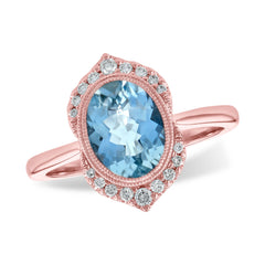 14KT Gold Ladies Aqua Fashion Ring