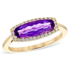 14KT Gold Ladies Amethyst Fashion Ring