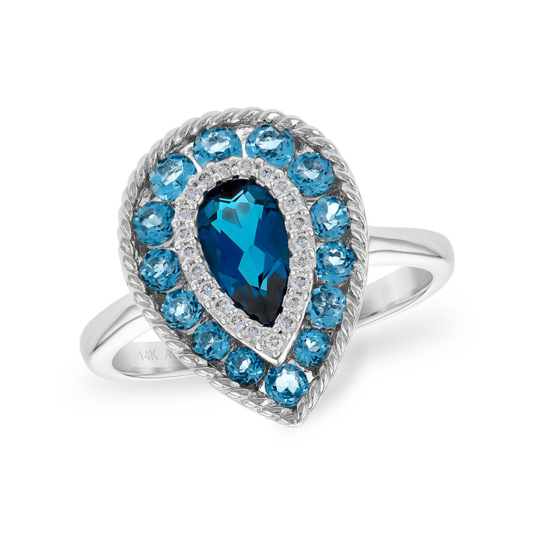 14KT Gold Ladies Blue Topaz Fashion Ring