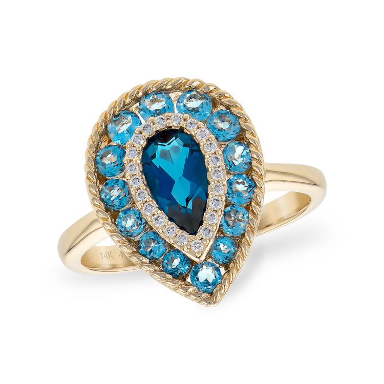 14KT Gold Ladies Blue Topaz Fashion Ring