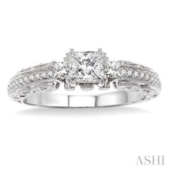 Princess Shape Past Present & Future Diamond Engagement Ring