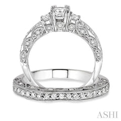 Princess Shape Past Present & Future Diamond Wedding Set