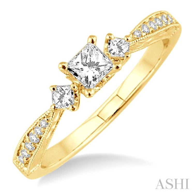 Princess Shape Past Present & Future Semi-Mount Diamond Engagement Ring