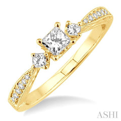 Princess Shape Past Present & Future Semi-Mount Diamond Engagement Ring