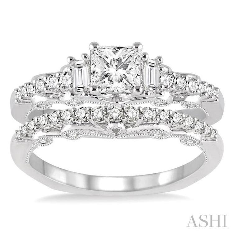 Princess Shape Diamond Wedding Set