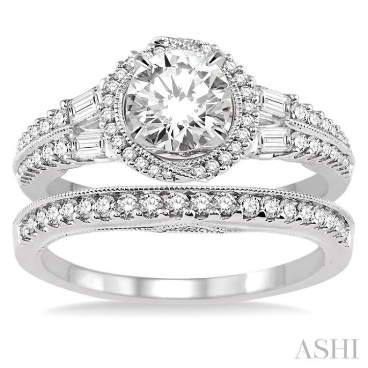 Round Shape Halo Diamond Wedding Set