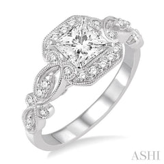 Princess Shape Halo Diamond Engagement Ring