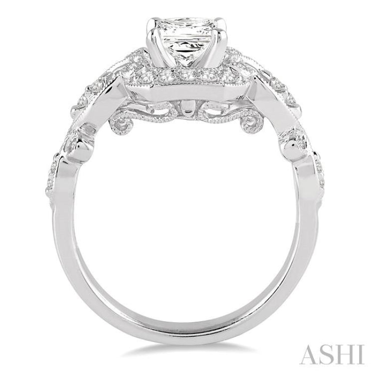 Princess Shape Halo Diamond Engagement Ring