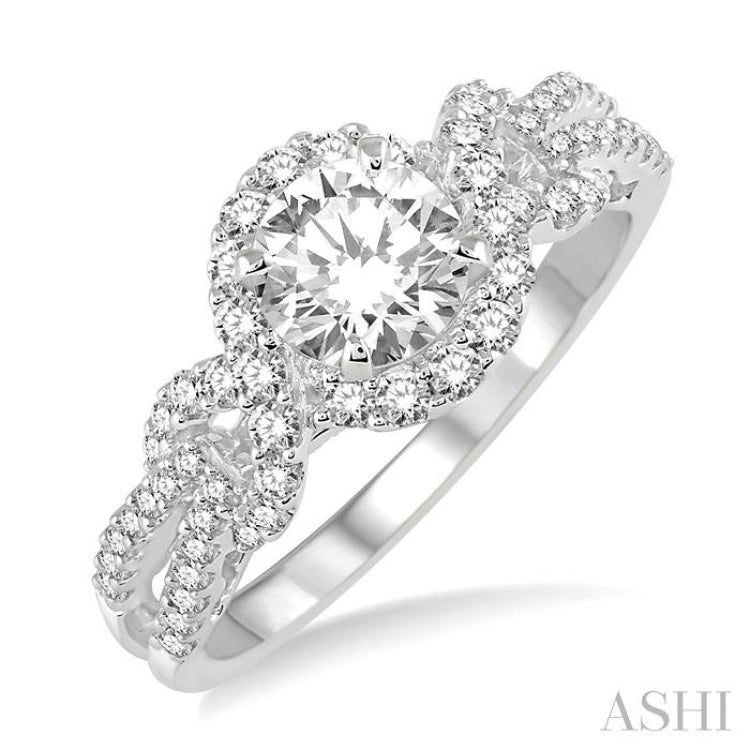 Round Shape Halo Diamond Engagement Ring