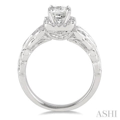 Princess Shape Halo Diamond Engagement Ring