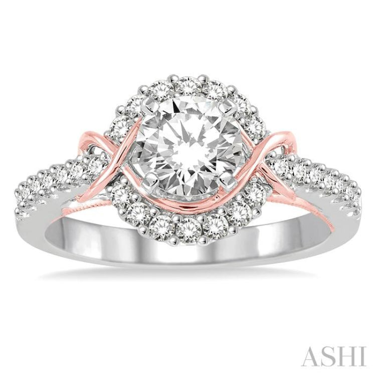 Round Shape Halo Diamond Engagement Ring