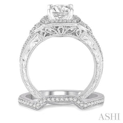 Round Shape Halo Diamond Wedding Set