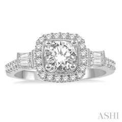 Round Shape Halo Diamond Engagement Ring