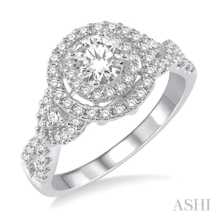 Round Shape Halo Diamond Engagement Ring