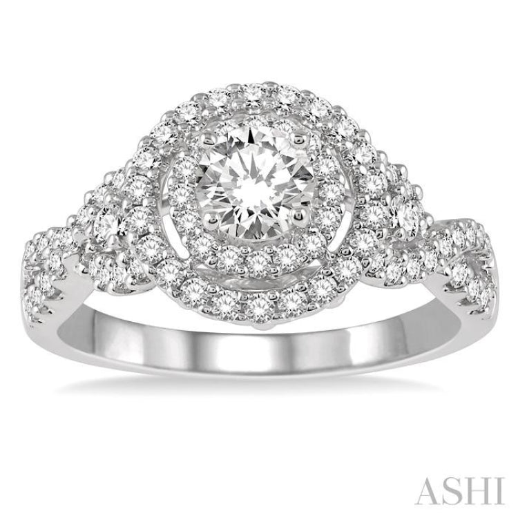 Round Shape Halo Diamond Engagement Ring