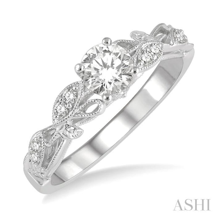 Round Shape Semi-Mount Diamond Engagement Ring