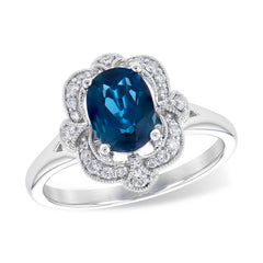 14KT Gold Ladies Blue Topaz Fashion Ring