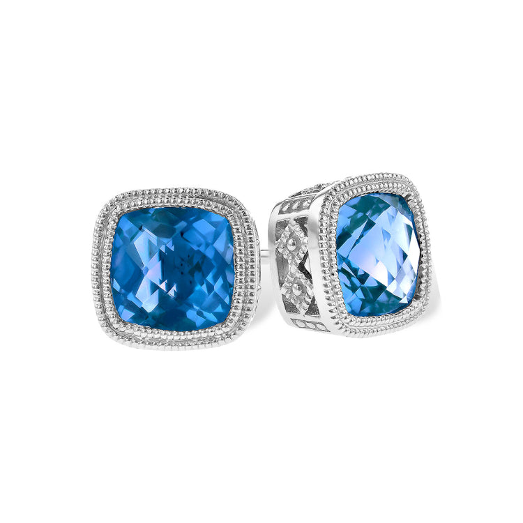 14KT Gold Blue Topaz Earrings