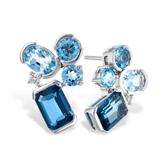 14KT Gold Blue Topaz Earrings