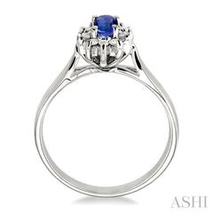 Oval Shape Gemstone & Halo Diamond Ring