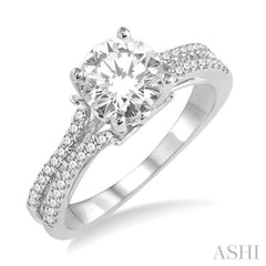 Round Shape Semi-Mount Diamond Engagement Ring