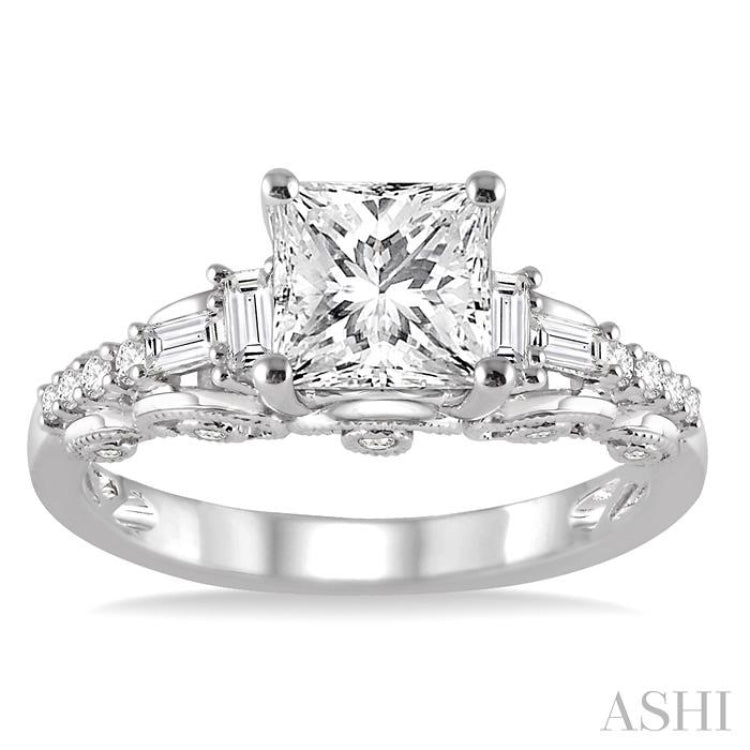 Princess Shape Semi-Mount Diamond Engagement Ring