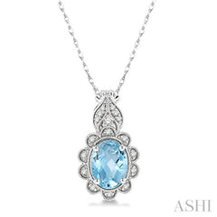 Oval Shape Gemstone & Diamond Pendant