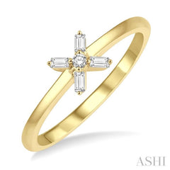 Stackable Cross Petite Baguette Diamond Fashion Ring