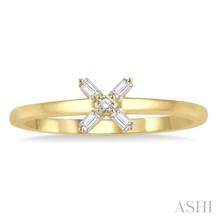 Stackable Cross Petite Baguette Diamond Fashion Ring