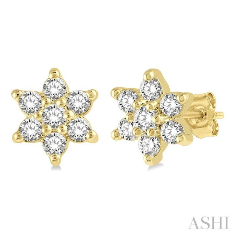 Flower Petite Diamond Fashion Earrings