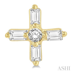 Cross Petite Baguette Diamond Fashion Earrings