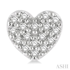 1/10 Ctw Heart Charm Round Cut Diamond Petite Fashion Earrings in 10K White Gold