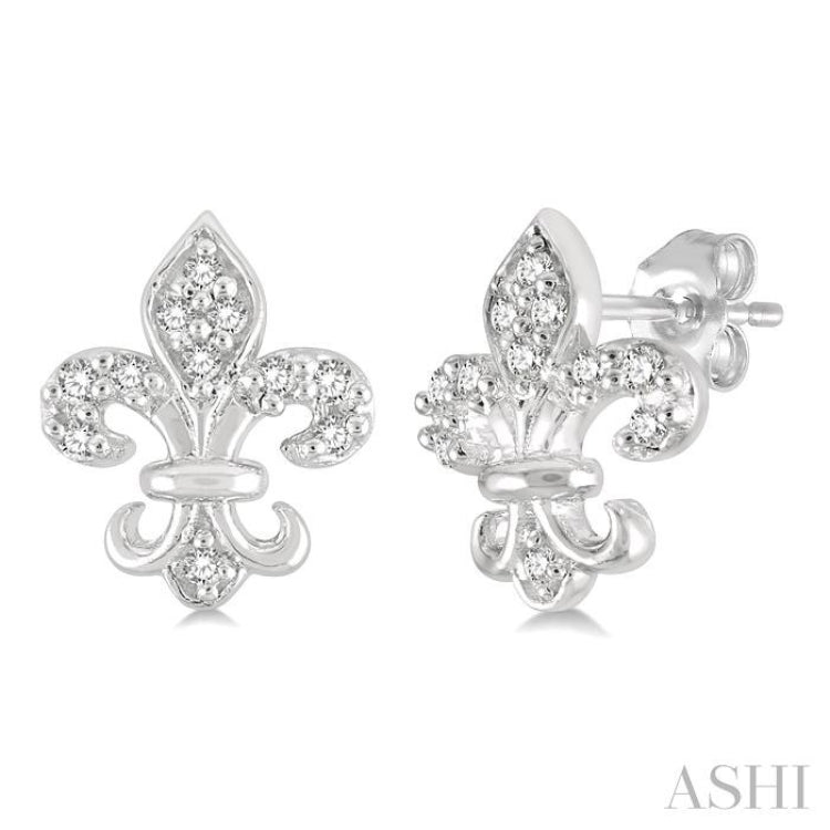 Fleur De Lis Petite Diamond Fashion Earrings