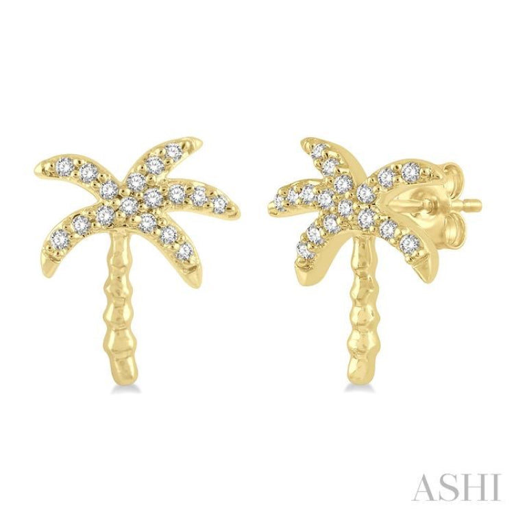 Palm Tree Petite Diamond Fashion Earrings