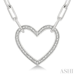 Silver Heart Shape Paper Clip Diamond Fashion Pendant