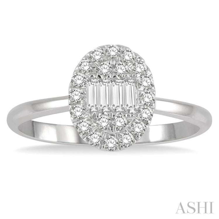 Oval Shape Halo Fusion Diamond Fashion Ring