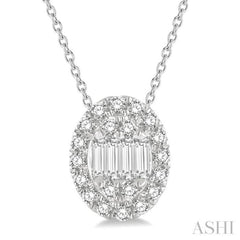 Oval Shape Halo Fusion Diamond Fashion Pendant