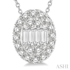 Oval Shape Halo Fusion Diamond Fashion Pendant