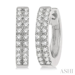 Two Row Petite Diamond Huggie Fashion Earrings