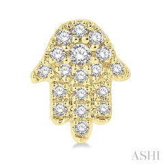 1/8 Ctw Hamsa Round cut Diamond Petite Fashion Earrings in 10K Yellow Gold