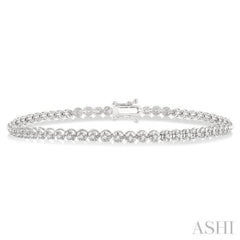 1 Ctw Round Cut Diamond Illusion Tennis Bracelet in 10K White Gold