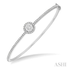 Stackable Round Shape Halo Lovebright Essential Diamond Bangle