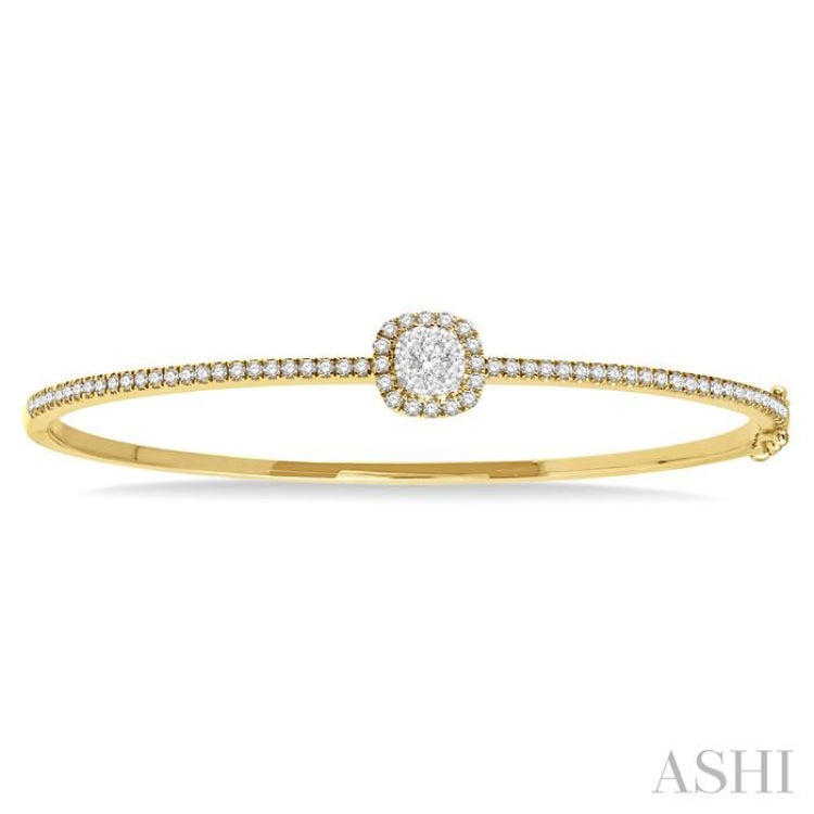 Stackable Cushion Shape Halo Lovebright Essential Diamond Bangle